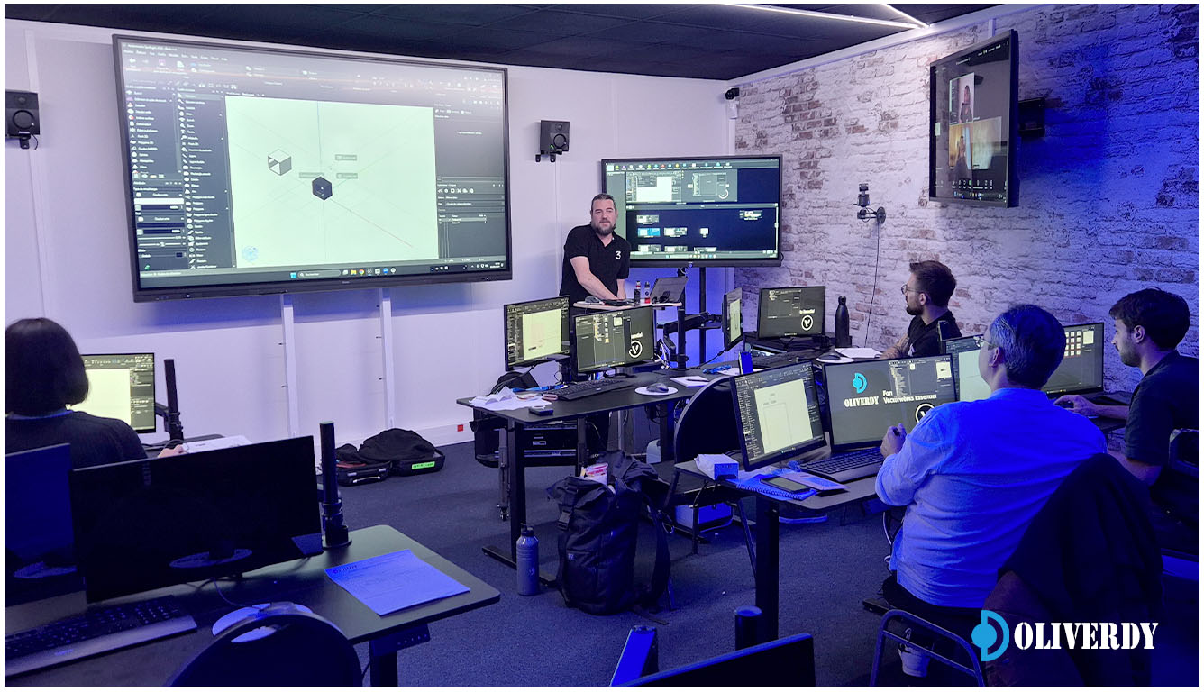 Poste formateur Vectorworks Spotlight avec écrans grands formats et annotation en direct