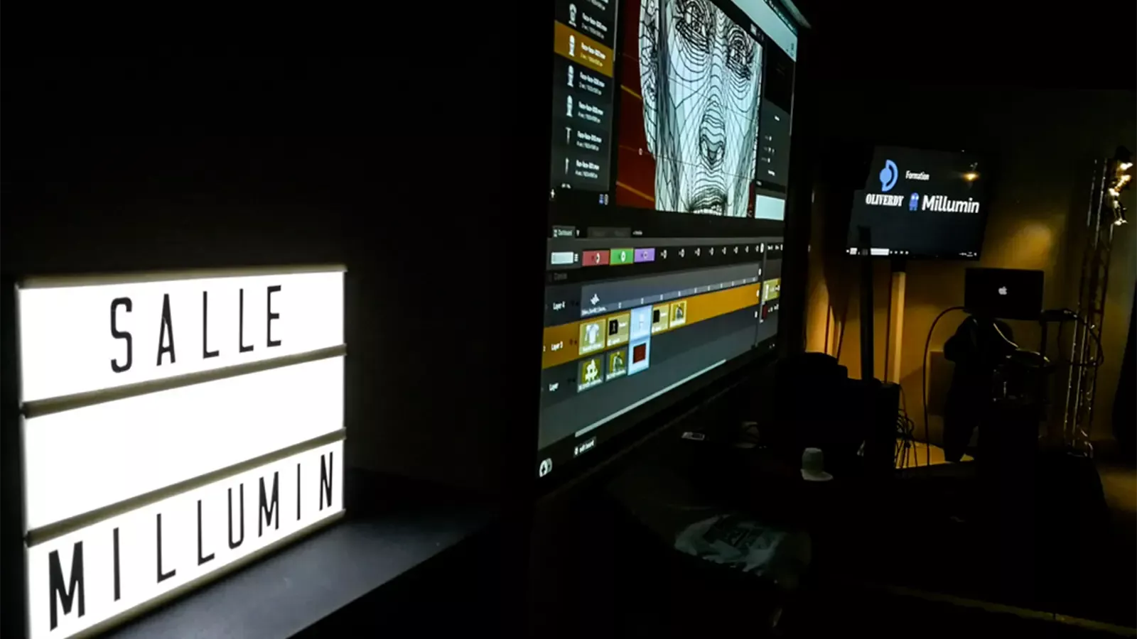Formation Millumin vidéomapping scénographies interactives – Oliverdy centre de formation spectacle Voisins-le-Bretonneux