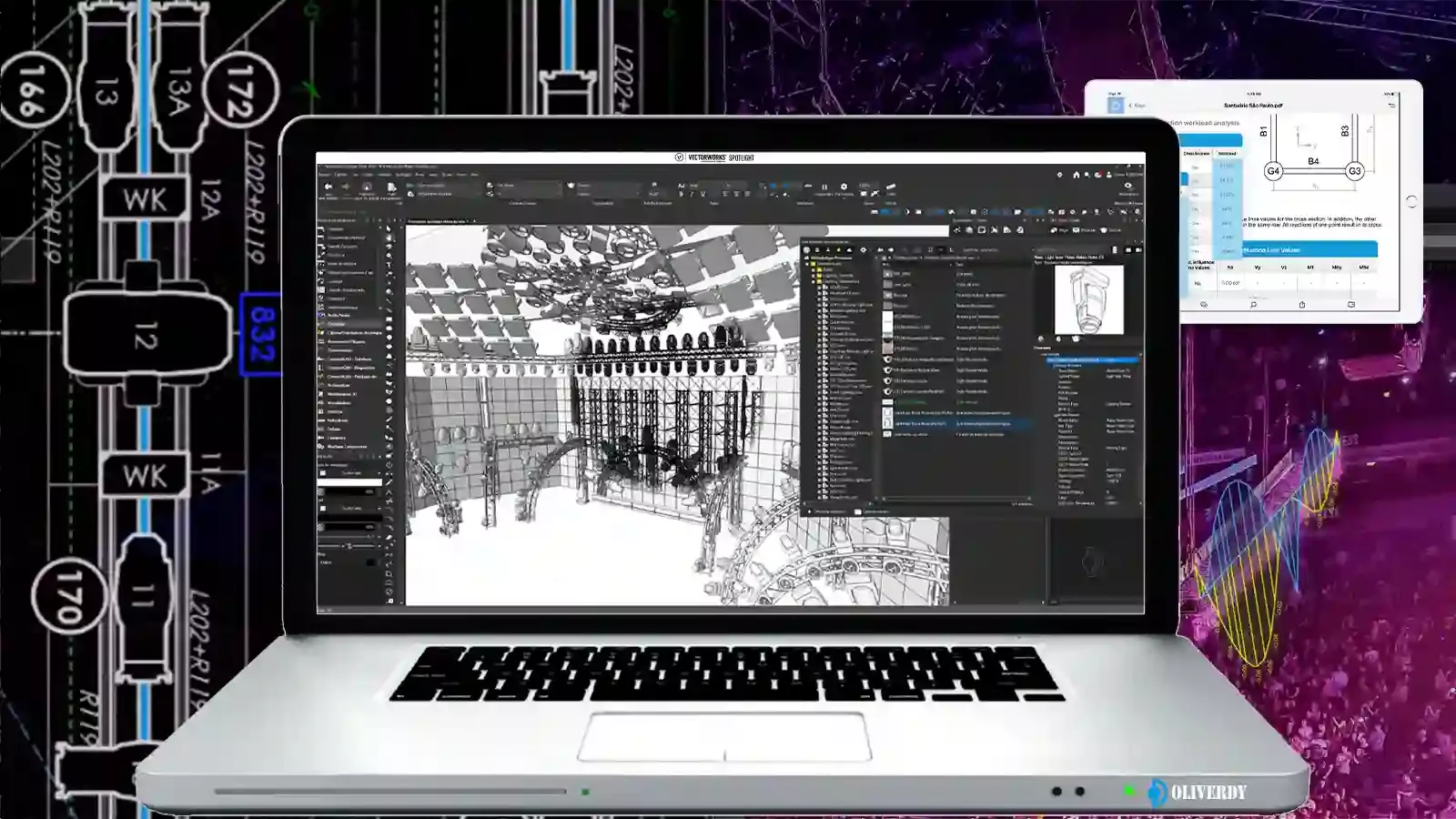 Formation Vectorworks Spotlight : conception de plan technique spectacle avec éclairage, rigging et scénographie